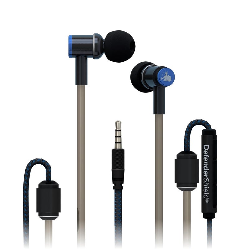 DefenderShield Air Tube Stereo Wired Earbuds â€“ Universal Acoustic Headphones with Built-in Mic & Audio Controls â€“ Secure Fit Wired Headphones with 3.5mm Audio Jack, Sports Tips & 3 Ear Tip Sizes - Image 1